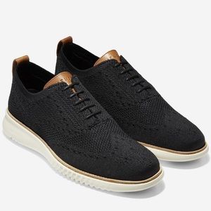 Cole Haan Black Knit Sneakers with Brown Accents